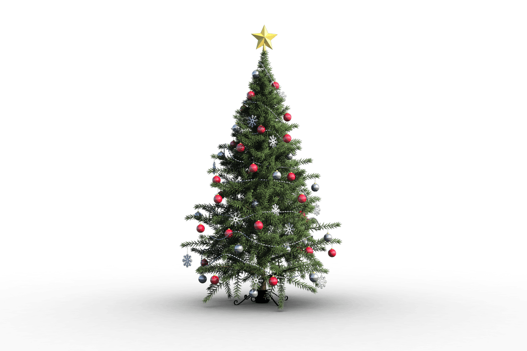 Transparent Christmas Tree with Decorations and Star Topper