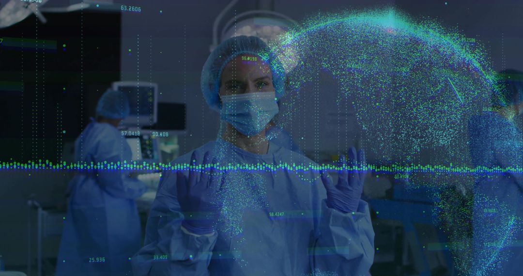 Surgeon Using Holographic Globe Technology in Operating Room