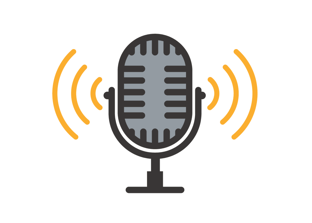 Vintage Microphone with Sound Waves on Transparent Background