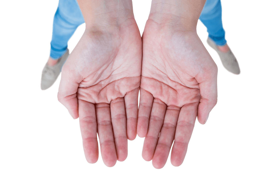 Transparent Hands Outstretched in a Gesture of Giving