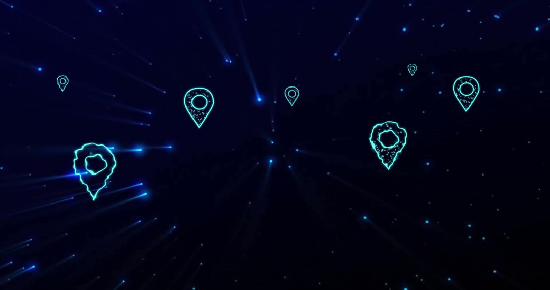 Futuristic Digital Location Icons with Data Connections