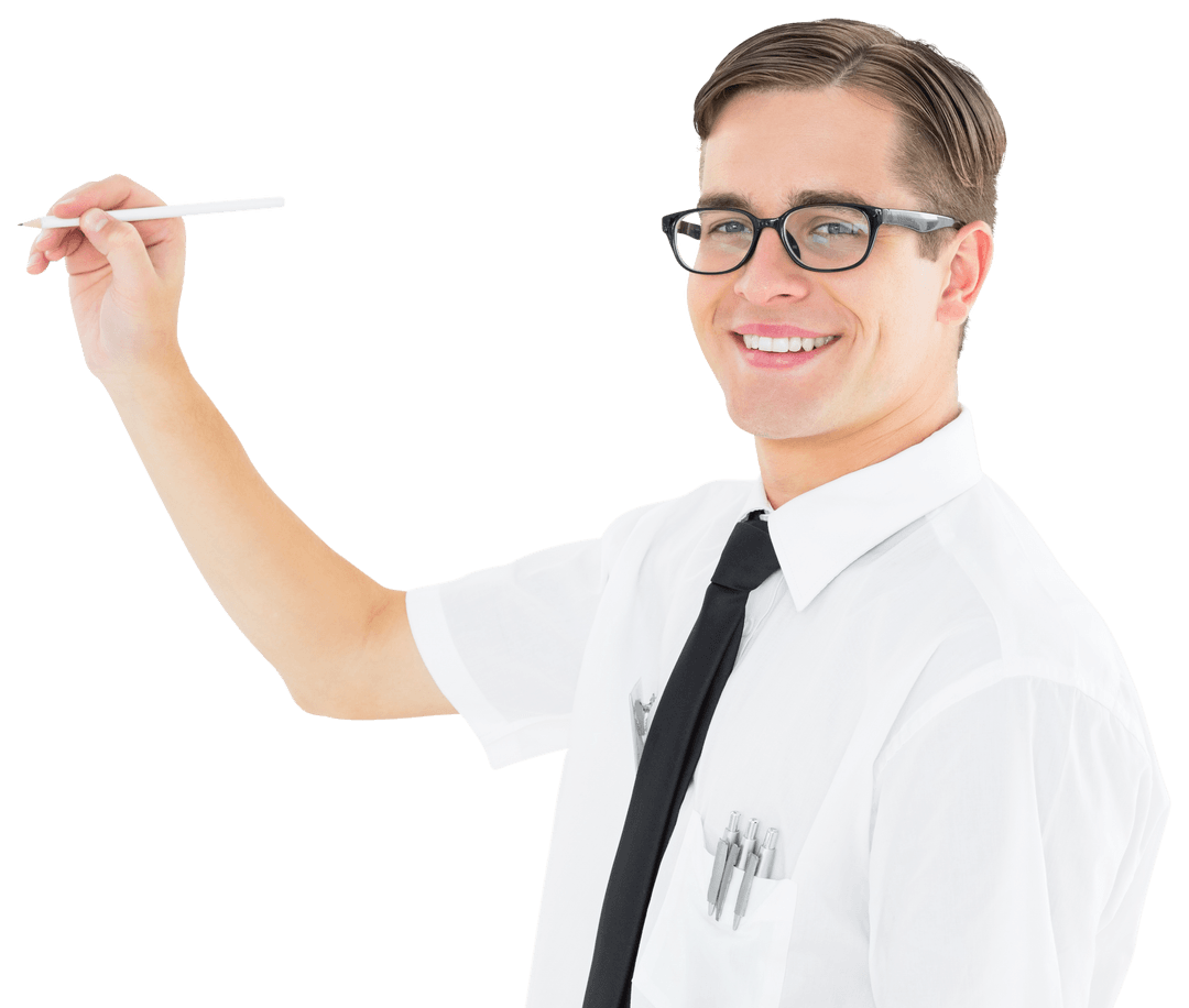 Smiling Businessman Holding Marker Transparent Background