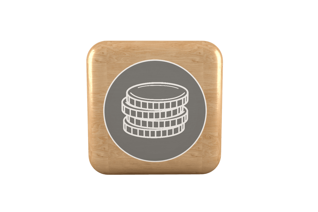 Transparent Coin Icon on Wooden Cube Background - Download Free Stock Images Pikwizard.com
