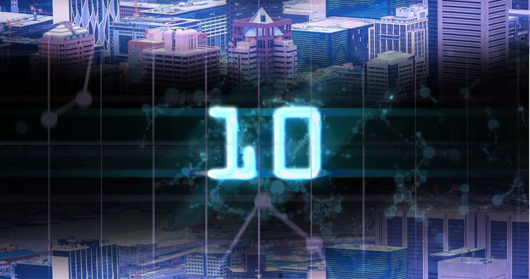 Futuristic Countdown Number Over Cityscape at Night - Free Images, Stock Photos and Pictures on Pikwizard.com