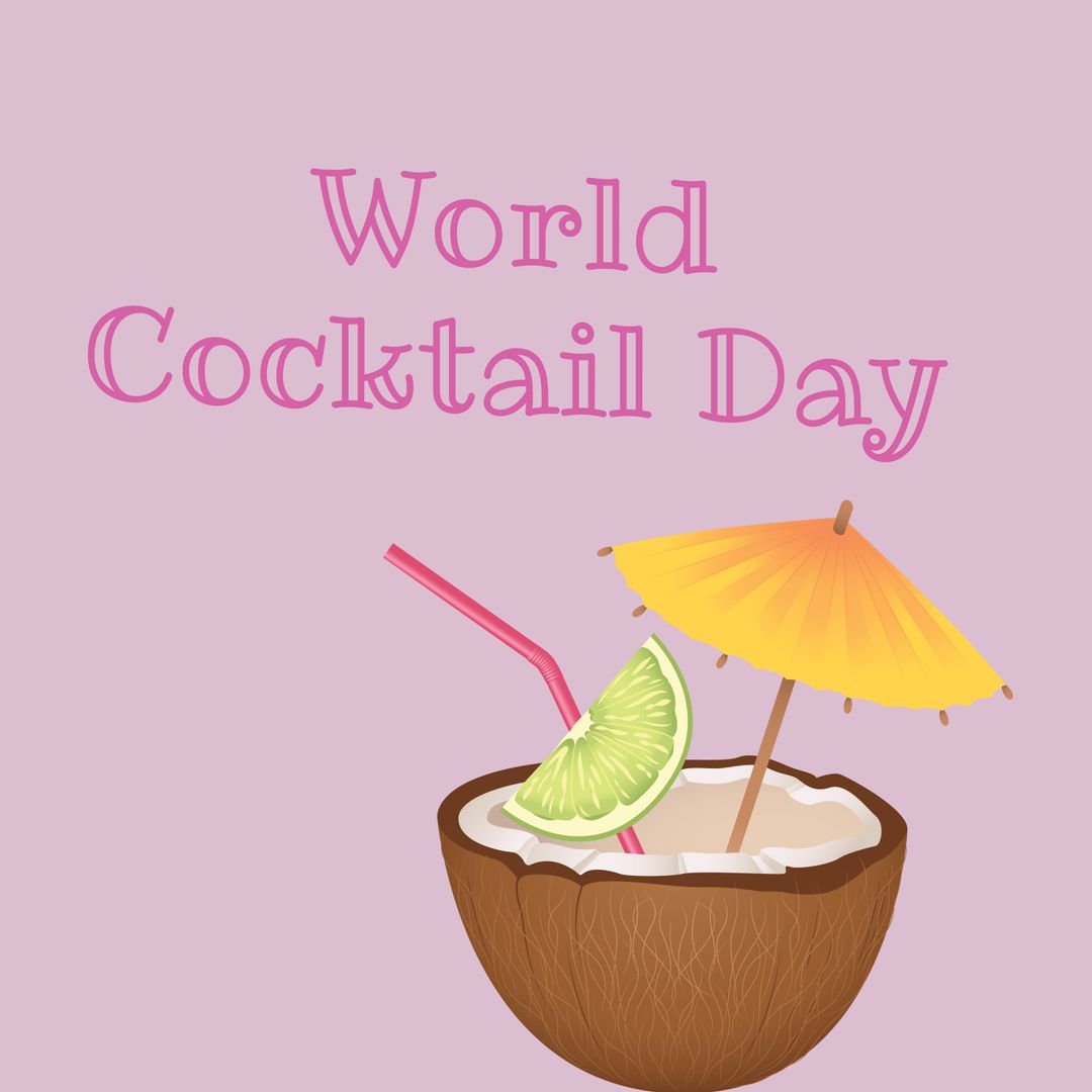 World Cocktail Day Celebration with Festive Coconut Drink - Download Free Stock Templates Pikwizard.com