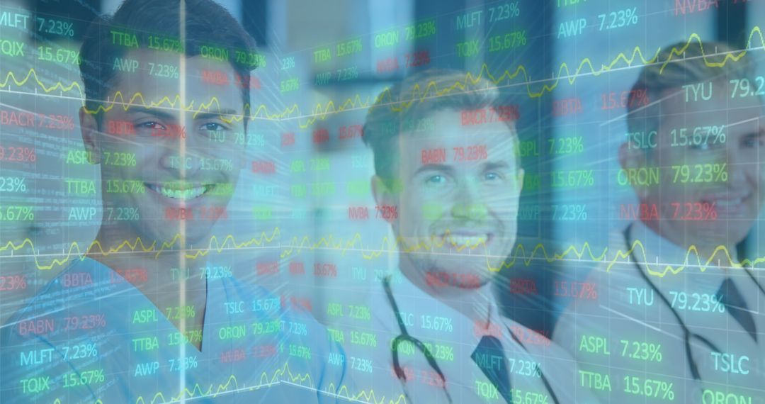 Diverse Doctors Interacting with Virtual Stock Data Interface