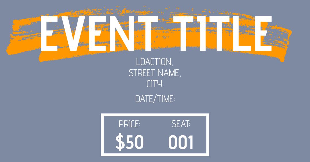 Dynamic Event Ticket Design with Bold Orange Accents