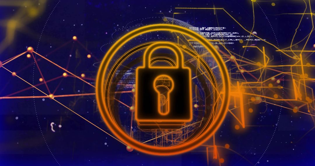 Glowing Padlock and Circuits Symbolizing Digital Cybersecurity