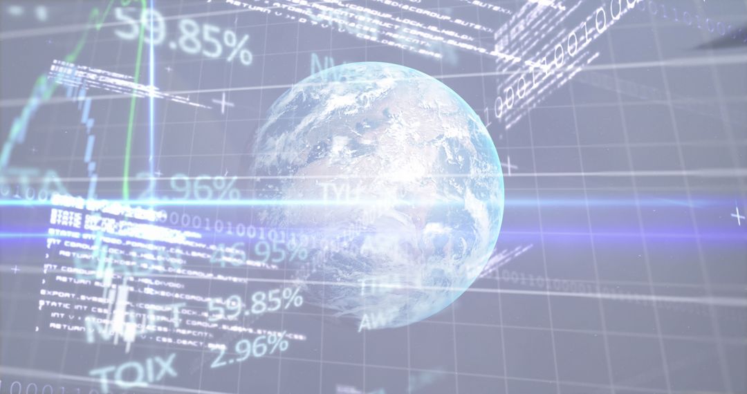 Digital Interface with Globe and Floating Data Graphics - Free Images, Stock Photos and Pictures on Pikwizard.com