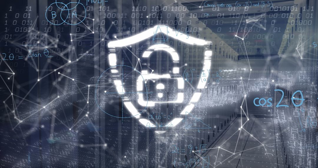 Cyber Security Concept with Padlock and Network Overlays