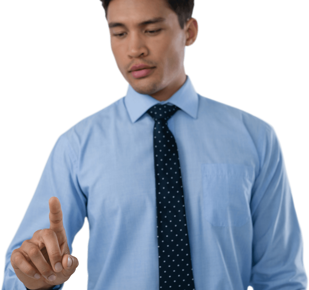 Businessman Touching Transparent Screen Interface