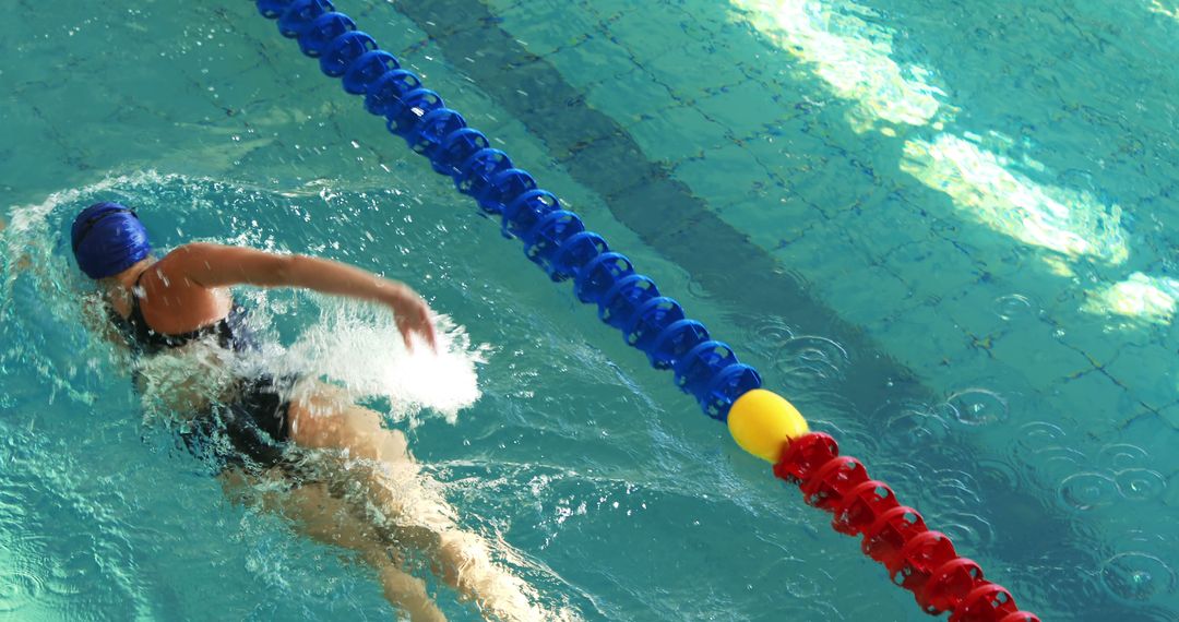 Female Athlete Swimming Freestyle in Indoor Pool - Free Images, Stock Photos and Pictures on Pikwizard.com