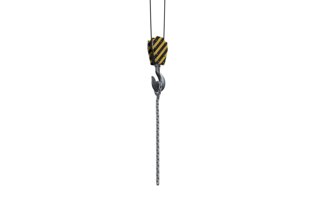 Transparent Industrial Crane Hook with Lifting Chains