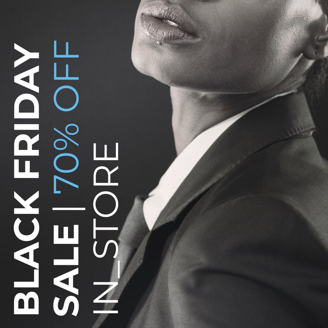 Black Friday Sale Ad with Woman in Business Attire