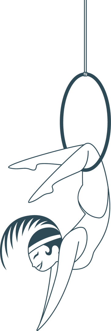 Floating Aerialist Performing on Hoop Transparent Background