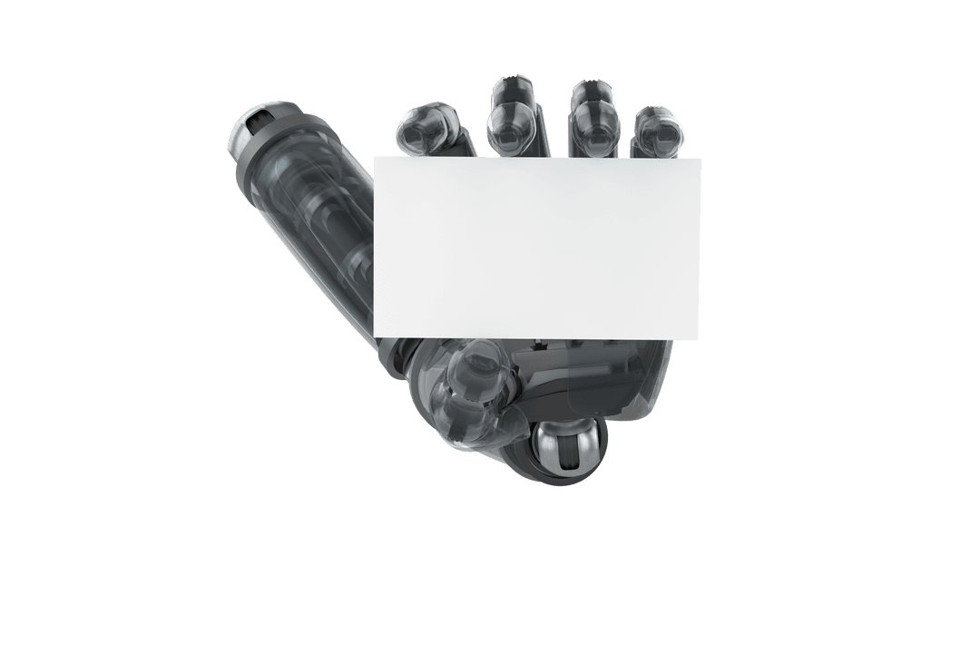 Transparent Robotic Hand Holding Business Card Illustration