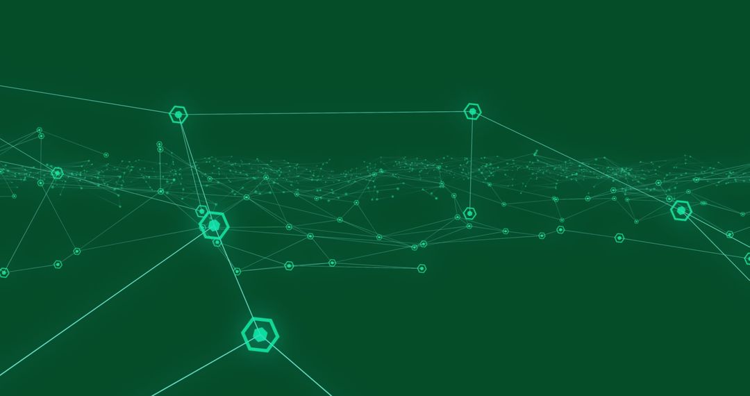Network Connections on Green Background Symbolizing Technology