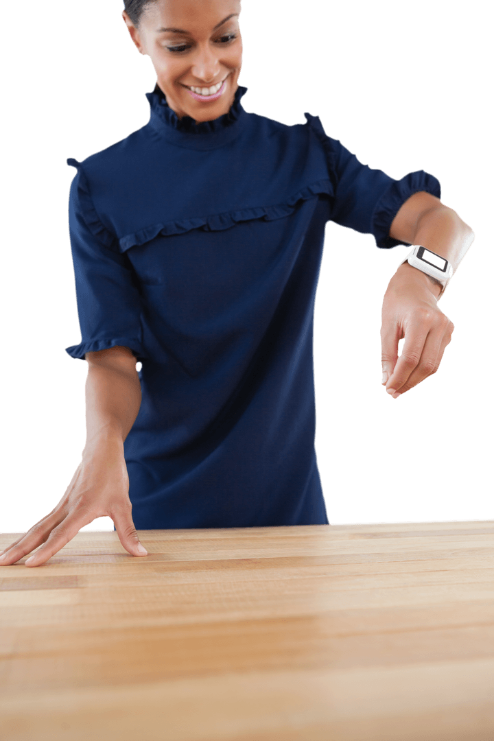 Transparent Businesswoman Interacting with Invisible Object