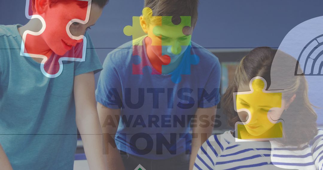 Digital Interface on Diverse Children Highlighting Autism Awareness