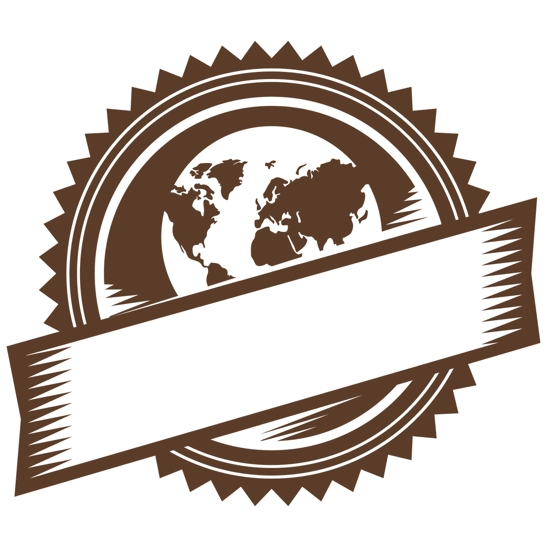 Transparent Brown Badge with Globe Design