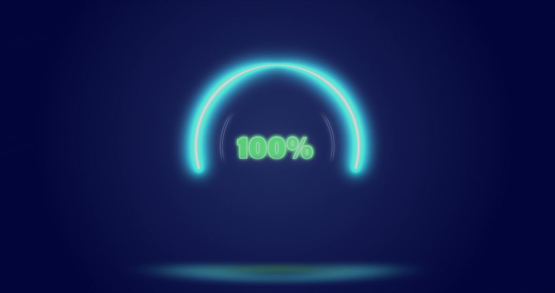 Glowing Loading Circle Reaching 100 Percent Completeness