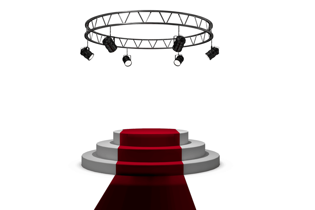Stage with Lighting and Red Carpet on Transparent Background
