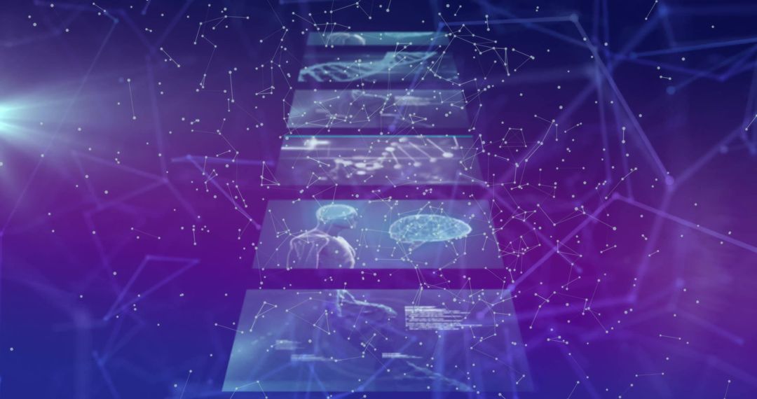 Abstract Visualization of Data Processing and DNA Connections in Technology