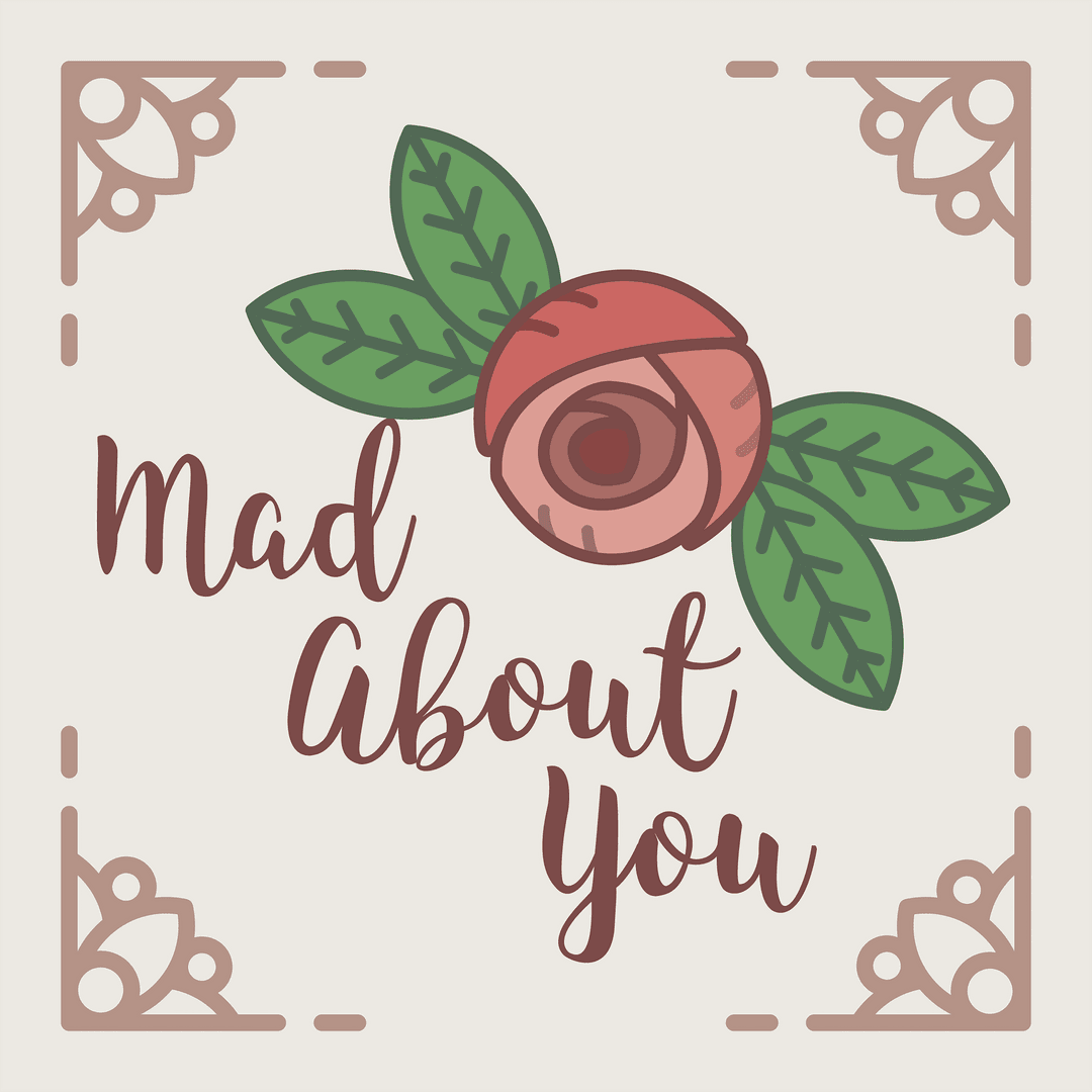 Romantic Valentine's Card with Delicate Floral Design on Transparent Background