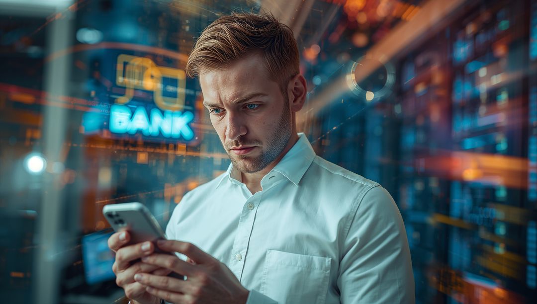 Professional Male Analyzing Data in Financial Setup at Bank