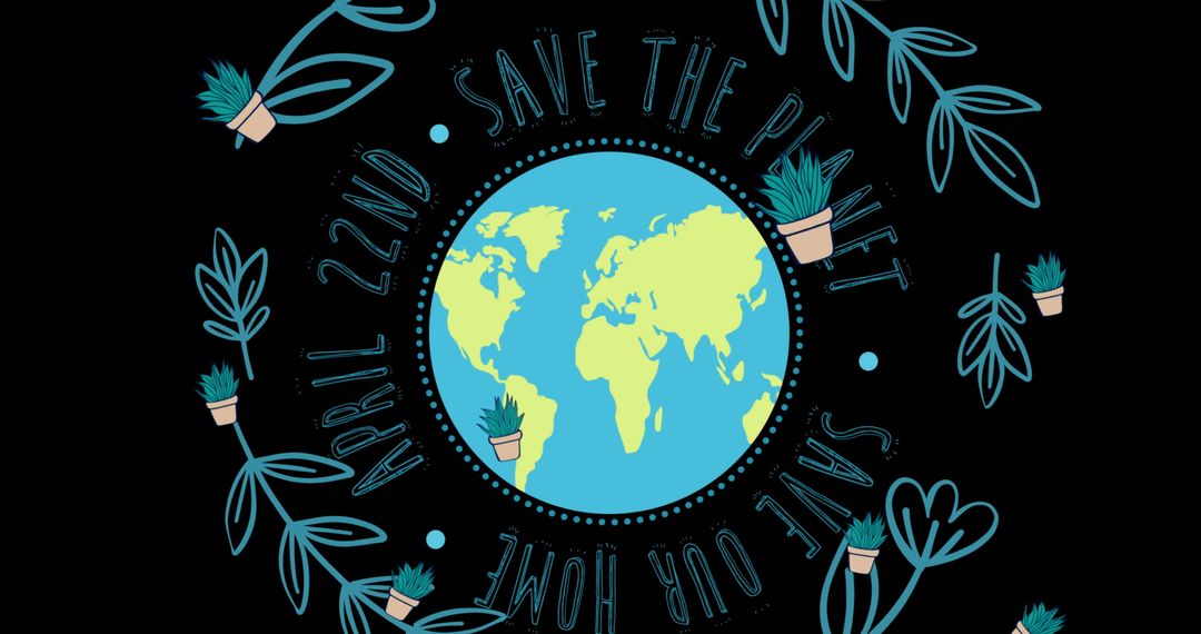 Save the Planet Earth Day Illustration with Globe and Plants