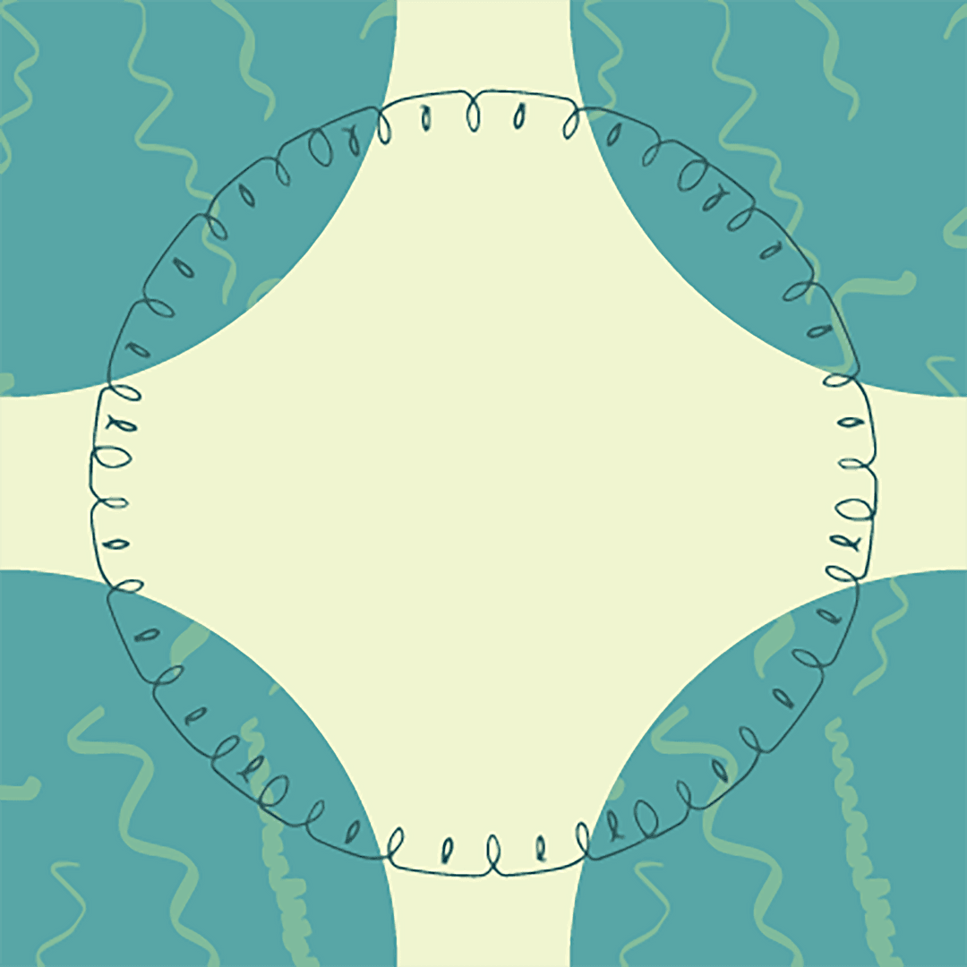 Abstract Yellow Circular Mandala on Transparent Turquoise Background