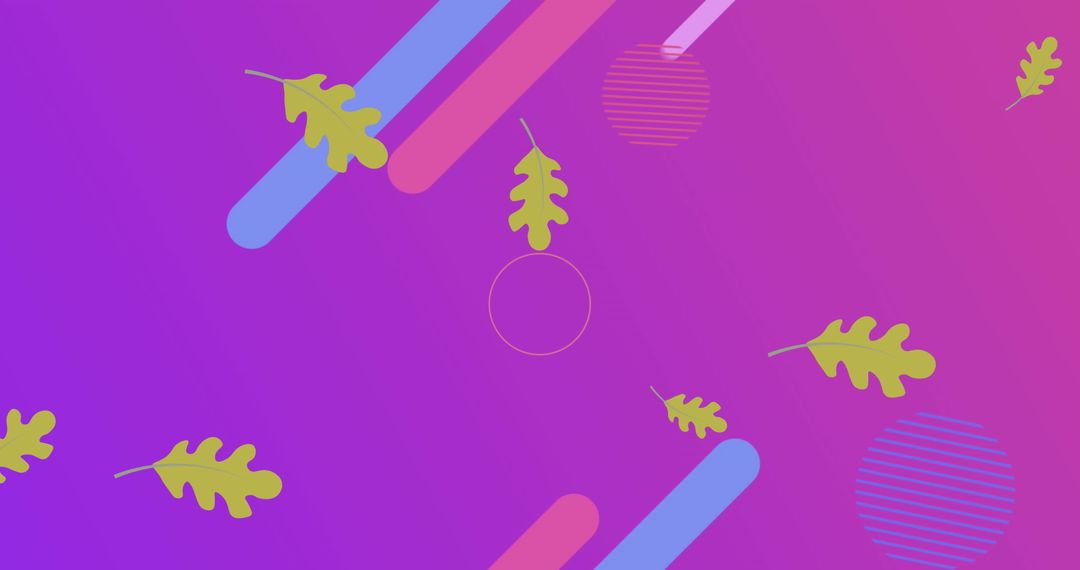 Abstract Geometric Design with Oak Leaves on Vibrant Gradient