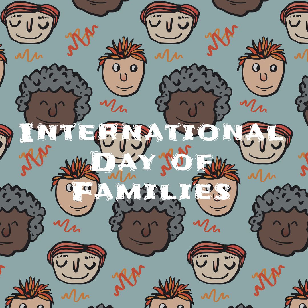 International Day of Families Celebration with Diverse Cartoon Faces - Download Free Stock Templates Pikwizard.com