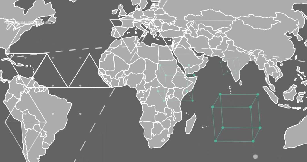 Global Connections on Digital World Map