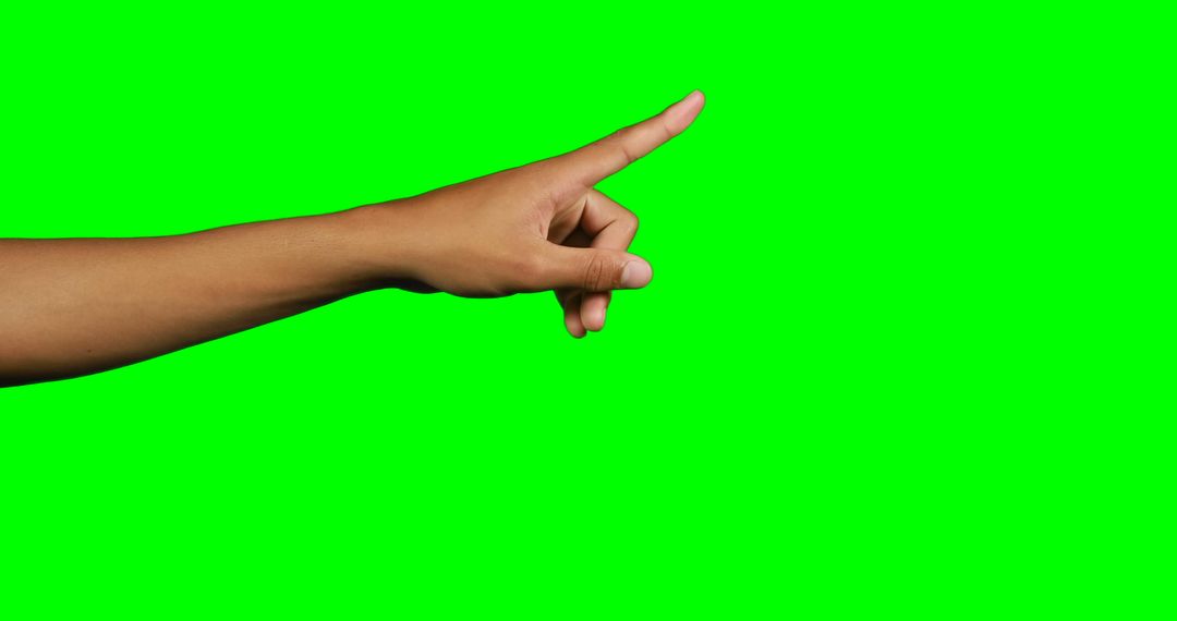 Hand Pointing Finger on Green Background for Advertisement - Free Images, Stock Photos and Pictures on Pikwizard.com