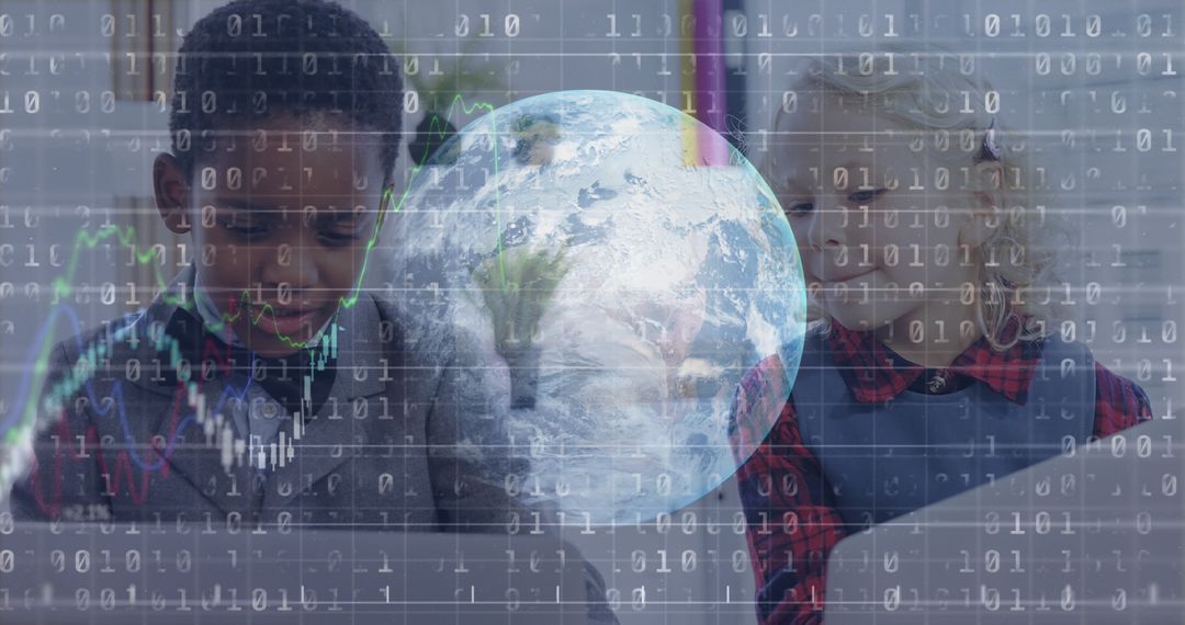 Diverse Children Engaged in Global Technology and E-learning