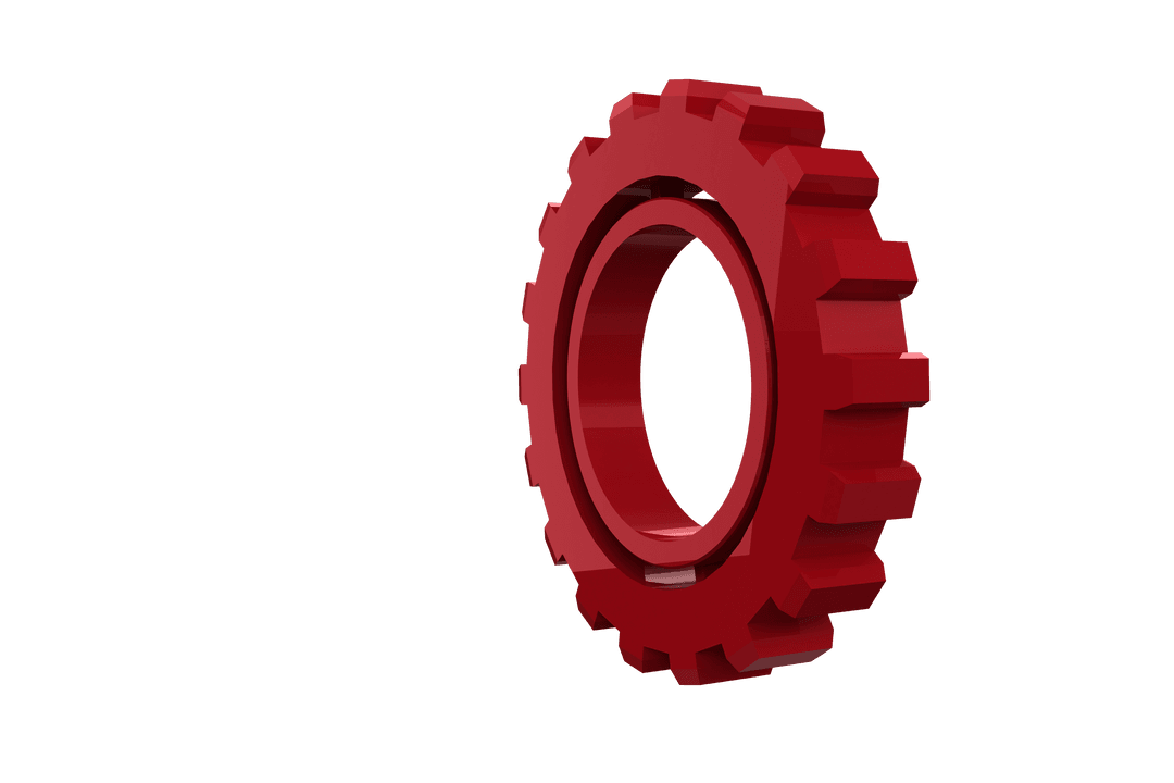 Transparent 3D Red Gear Wheel Mockup on White Background
