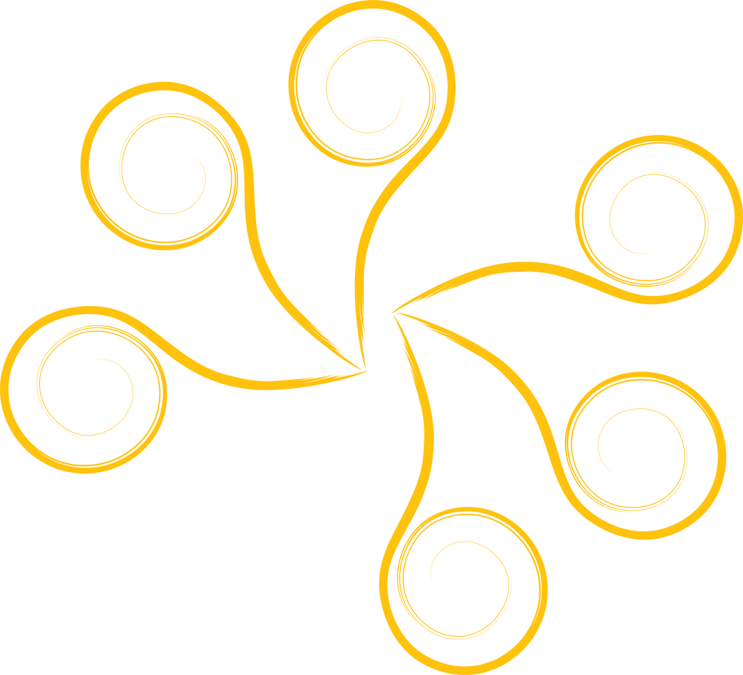 Yellow Decorative Abstract Swirls Art on Transparent Background