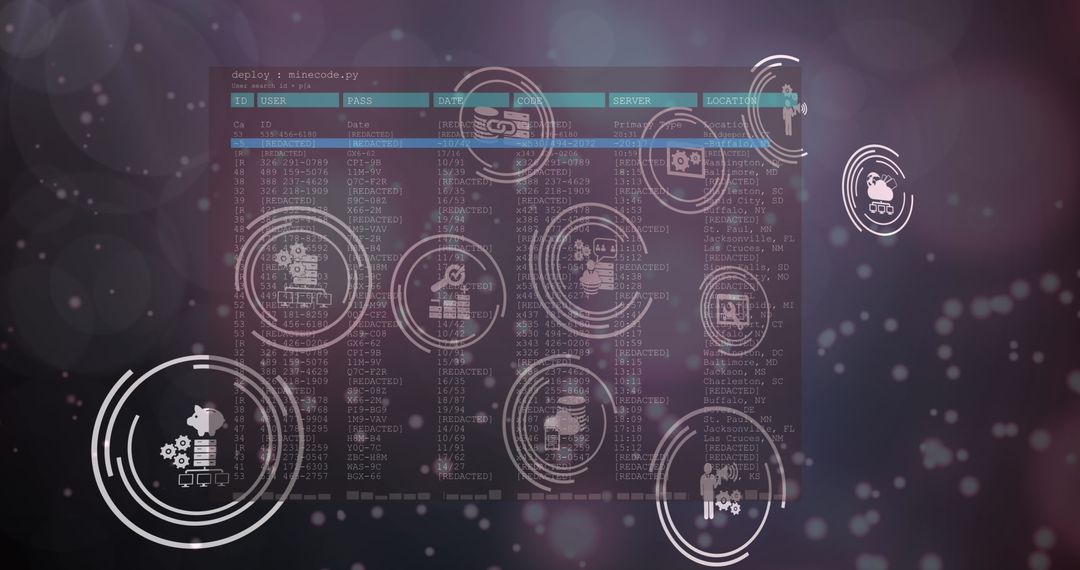Abstract Digital Interface with Financial Data Icons
