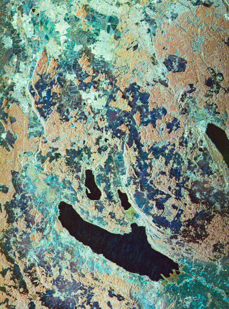 False-Color Image of Oberpfaffenhofen Supersite from Space Shuttle Endeavour - Free Images, Stock Photos and Pictures on Pikwizard.com