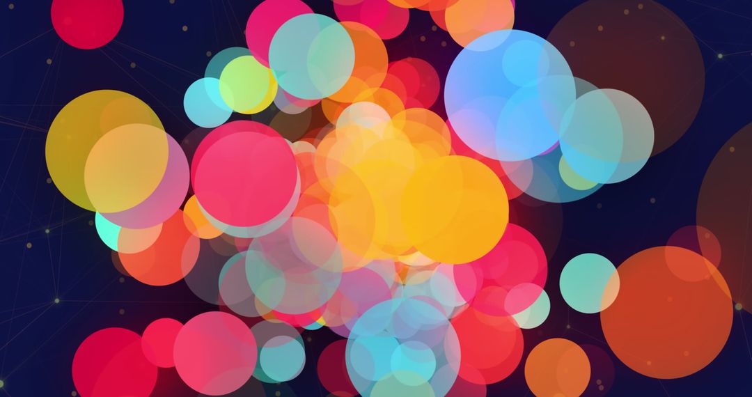 Colorful Lights and Network Connections on Blue Background