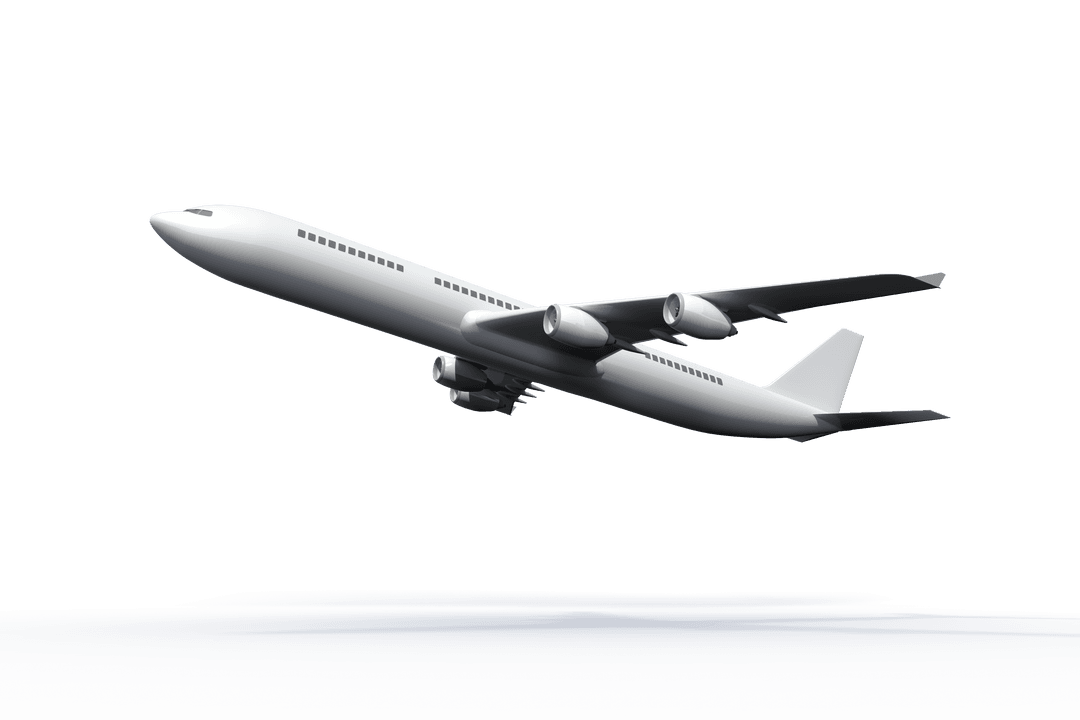 White Airplane Soaring on Transparent Background