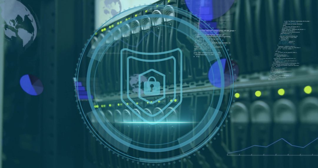 Digital Security Shield on Server Background Securing Data Transmission - Free Images, Stock Photos and Pictures on Pikwizard.com