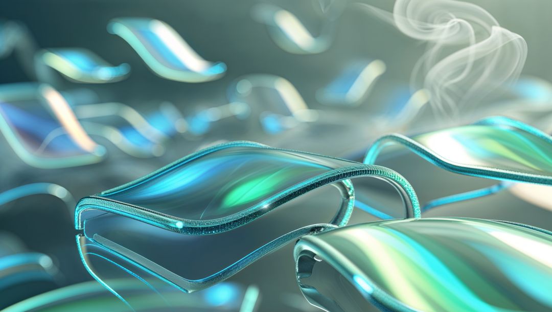 Futuristic Teal Metallic Curves in Virtual Space