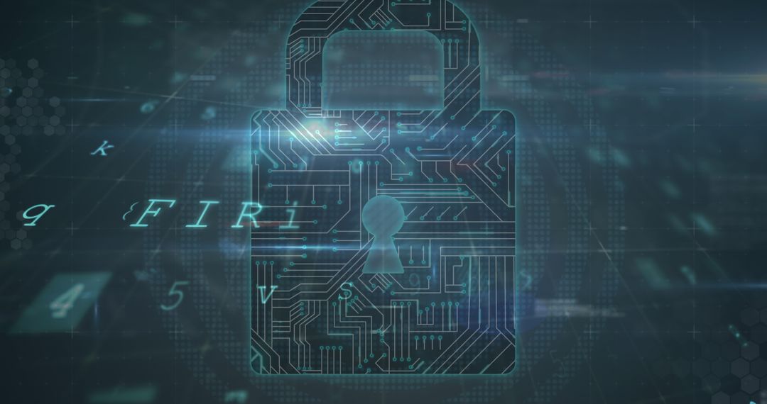 Cybersecurity Concept with Circuit Board Lock Design