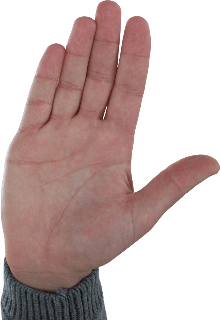 Transparent Hand with Palm Open Gesture Isolated