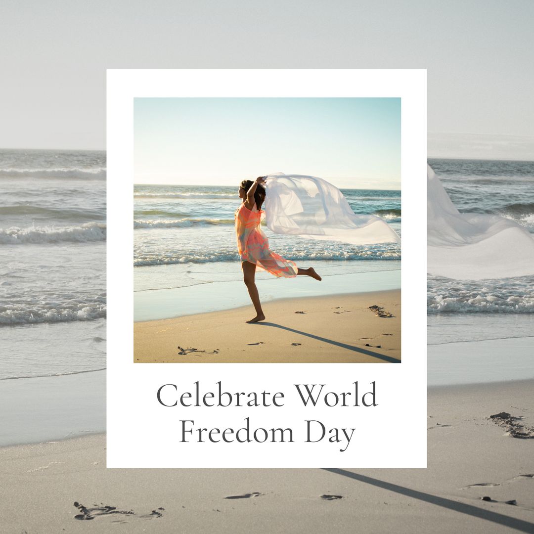 Joyful Woman Celebrating Freedom at Sunny Beach