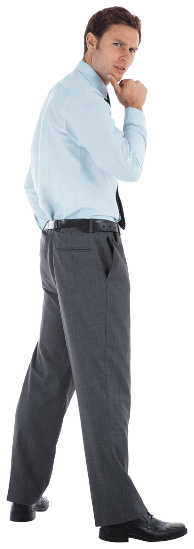 Thoughtful Businessman Pondering Isolated on Transparent Background