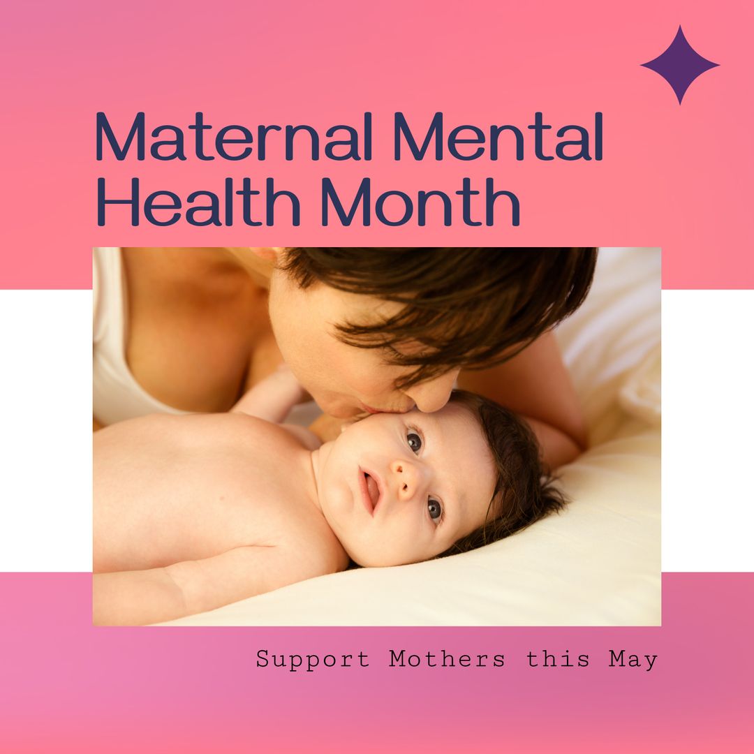 Mother Kissing Infant Promoting Maternal Mental Health Month Awareness - Download Free Stock Templates Pikwizard.com