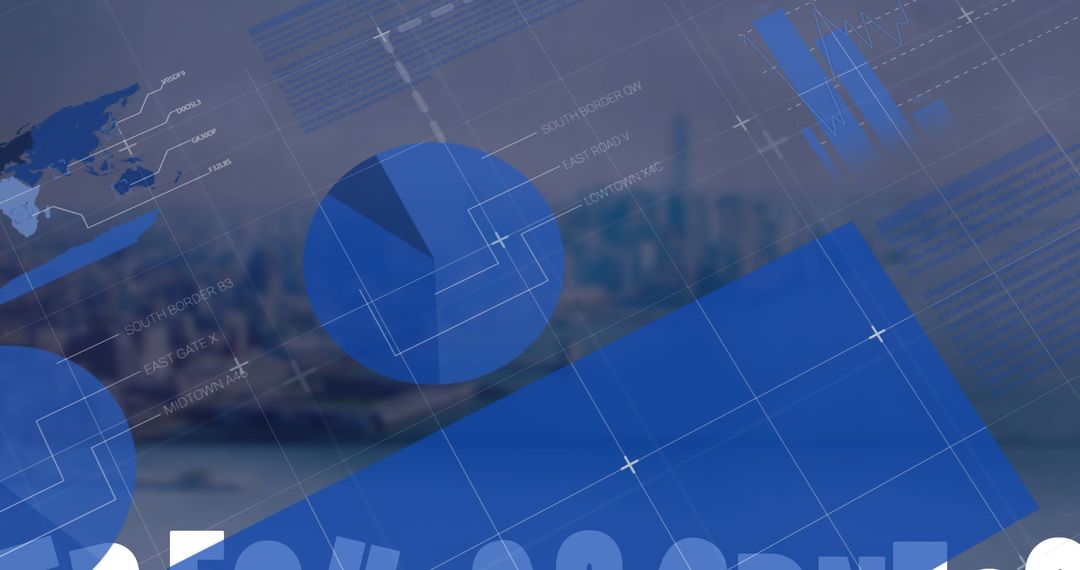 Statistical Data Processing Concept with Cityscape Background